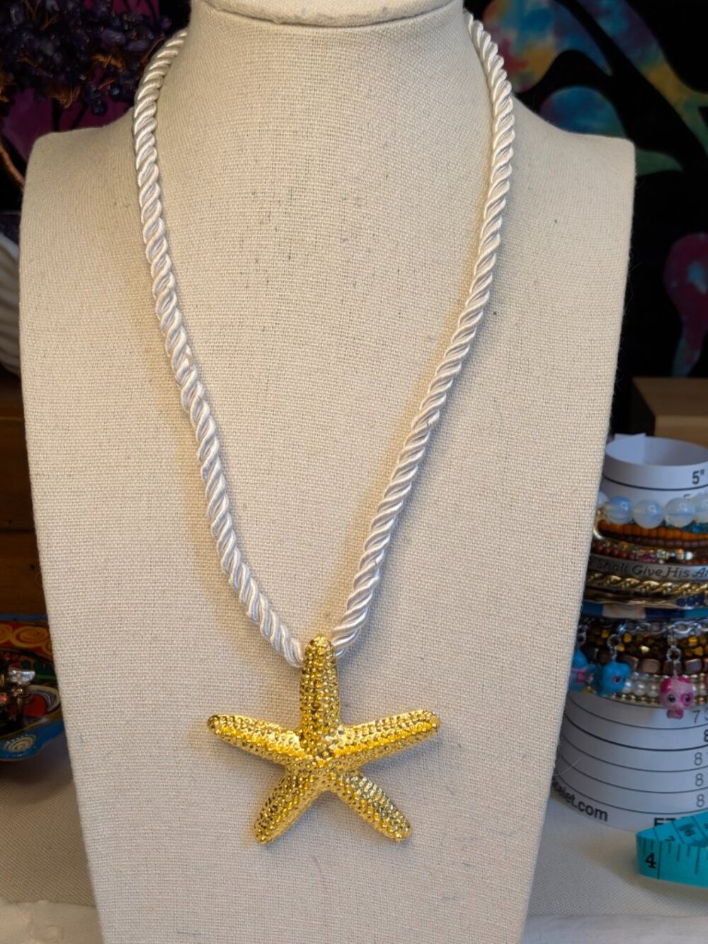 Gold Starfish Rope Necklace